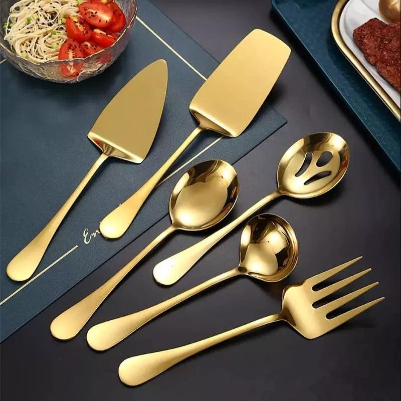 Kit Utensílios de Cozinha 6 Peças Inox Dourado Polihousi