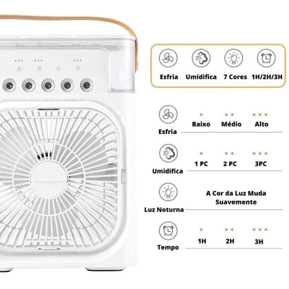 Ventilador com Umidificador de Ar Portátil